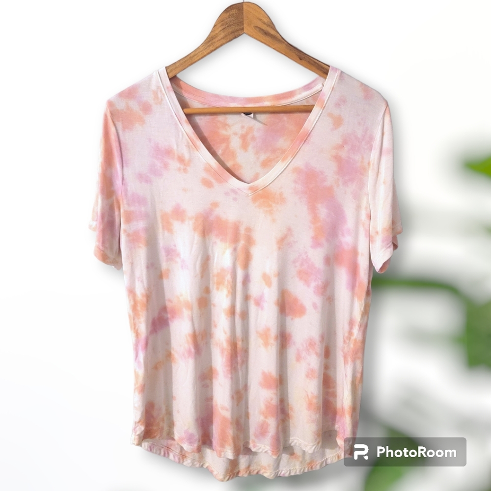Old Navy Luxe pink orange tie dye tshirt Medium
